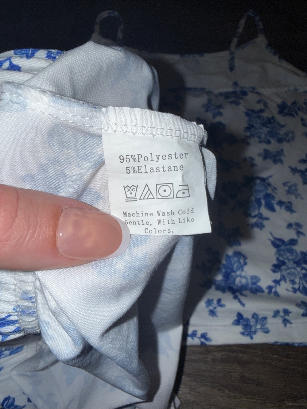 White and Blue Floral Cami Pajama Set - Picture 4 of 10